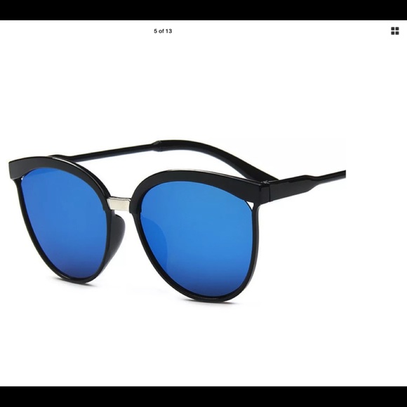 Designer Style Vintage Black Mirror Flat Lens Sunglasses - Picture 3 of 8